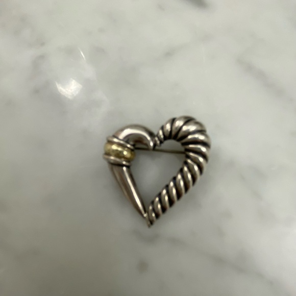 DAVID YURMAN Heart Pin Sterling & 14K - Picture 2 of 4